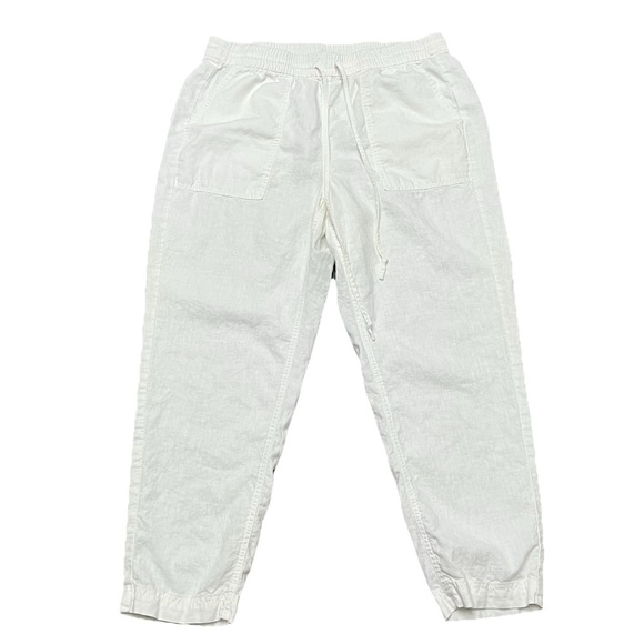 J Crew Ivory Linen Straight Leg Pants Coastal Preppy Nautical Preppy Sailorcore - Picture 1 of 9